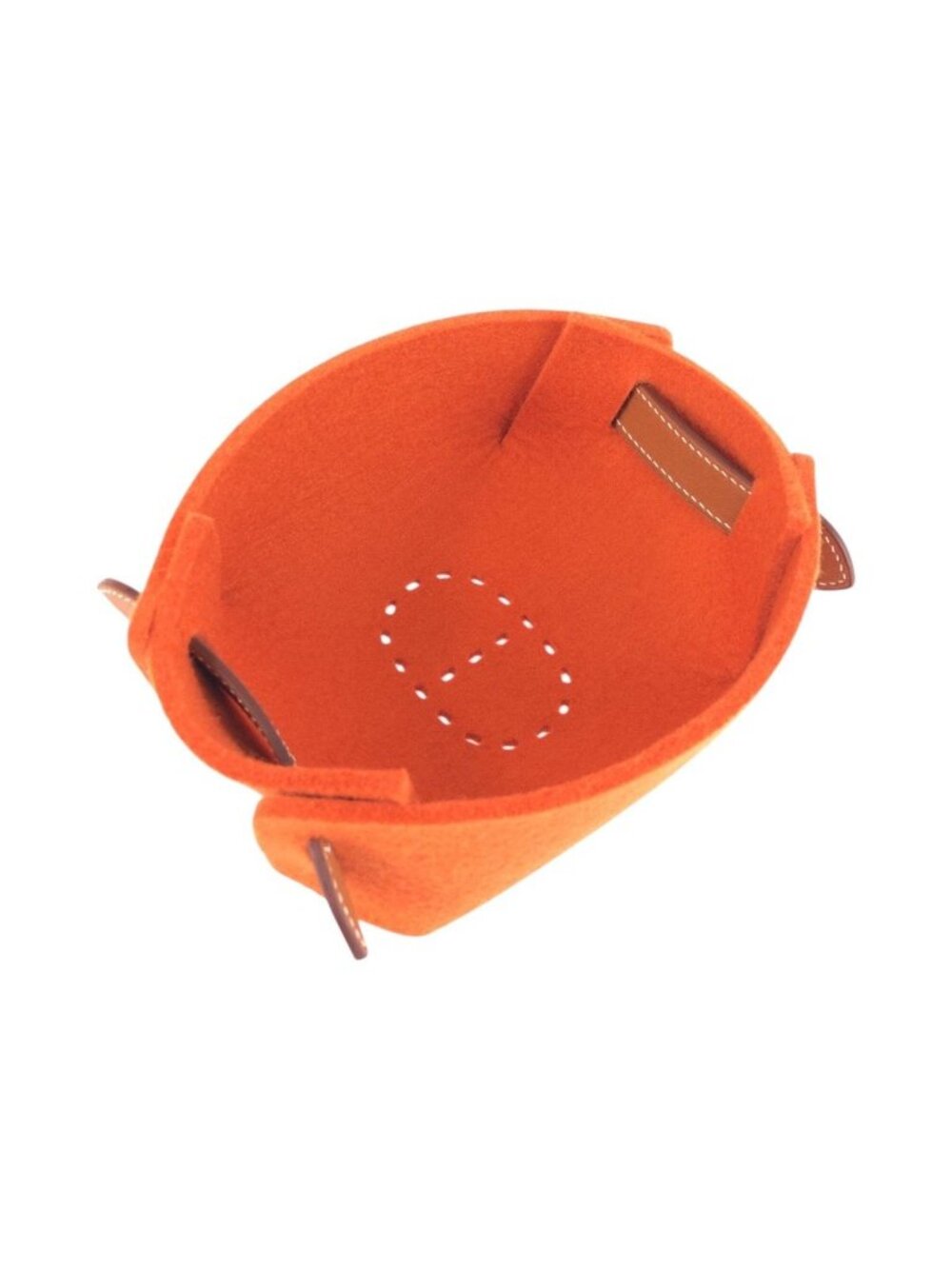 Hermes Vido Posh Pass MM Orange Brown Felt Leather Tray Case